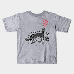 Folksy Night Wolf Kids T-Shirt